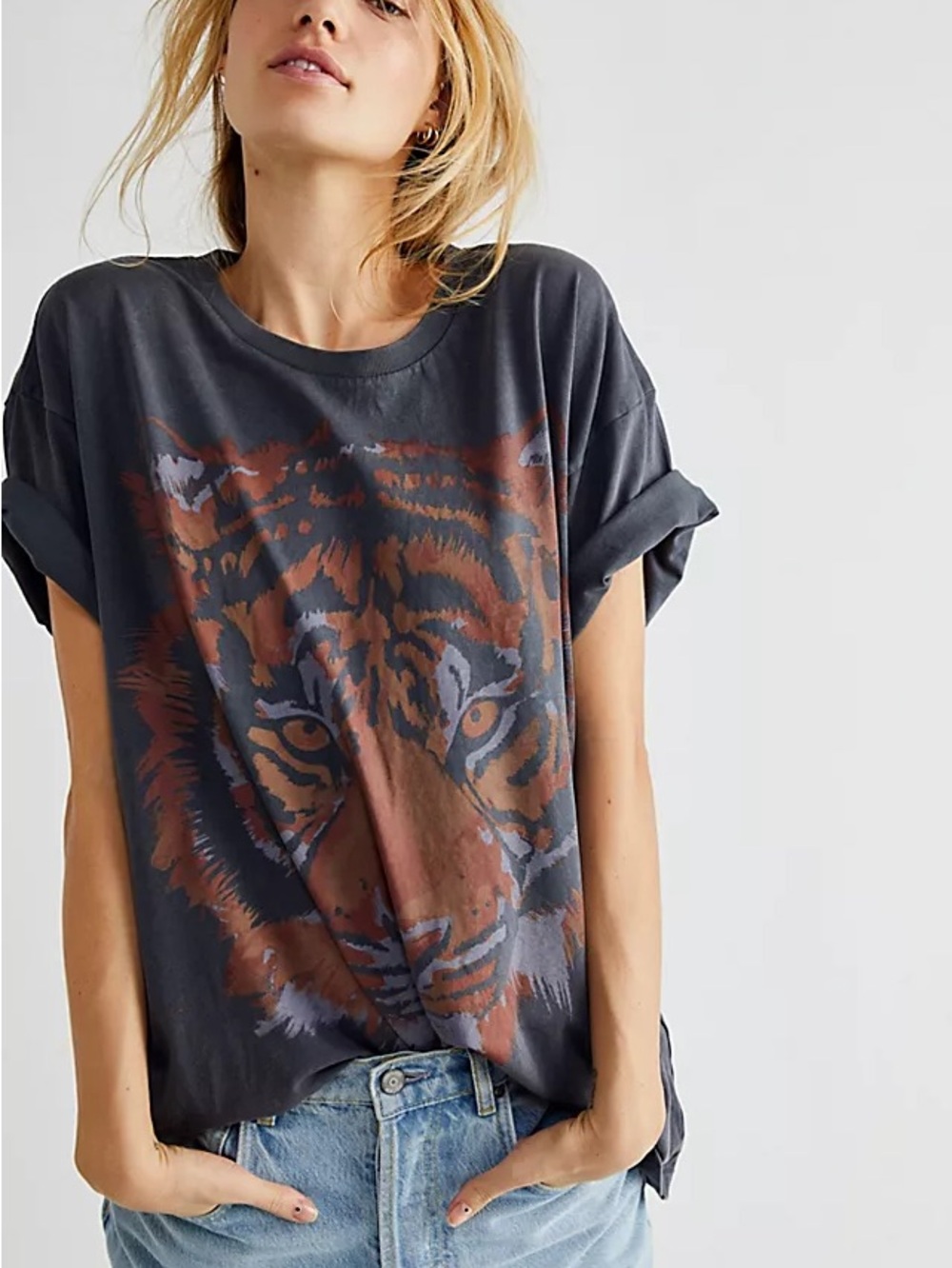 Free People Wrangler Oversized Tiger Graphic T-Shirt-size XS - Picture 5 of 6